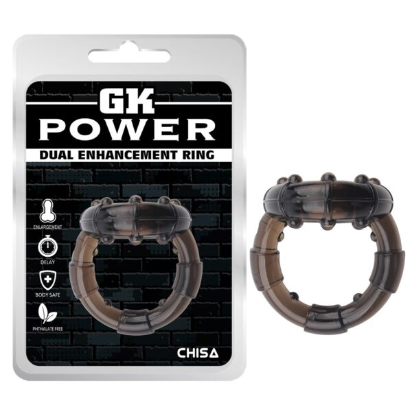 Ерекційне кільце chisa gk power dual enhancement ring з рельєфною поверхнею, чорне