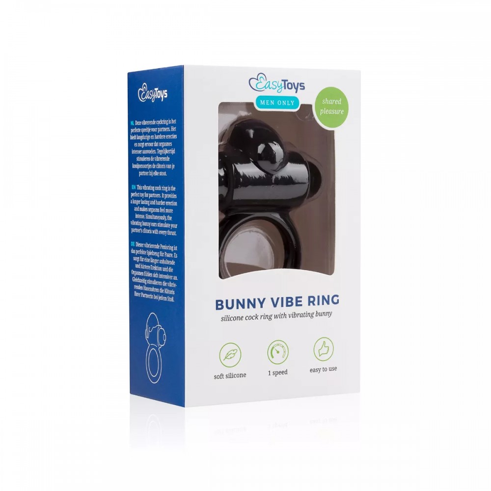 Ерекційне кільце з вібрацією easy toys bunny vibe ring black - Зображення 7