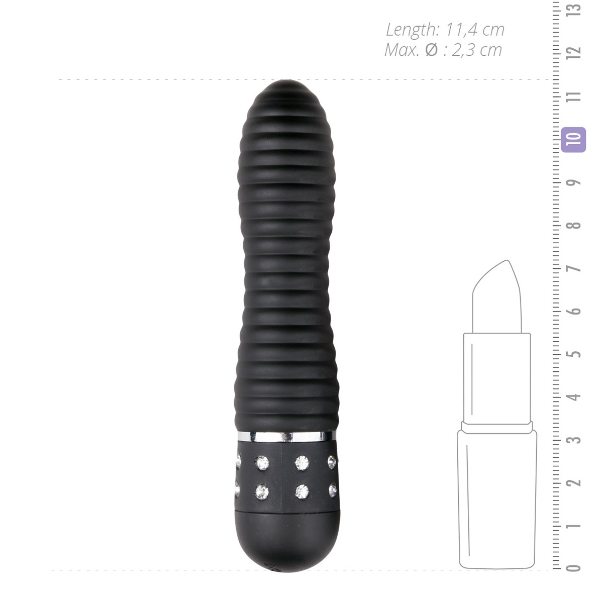 Вібратор ребристий love diamond vibrator чорний, 11 см - Зображення 4
