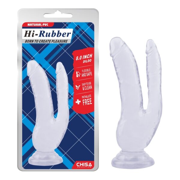 Фалоімітатор подвійний chisa hi-rubber 8.0 dildo-clear