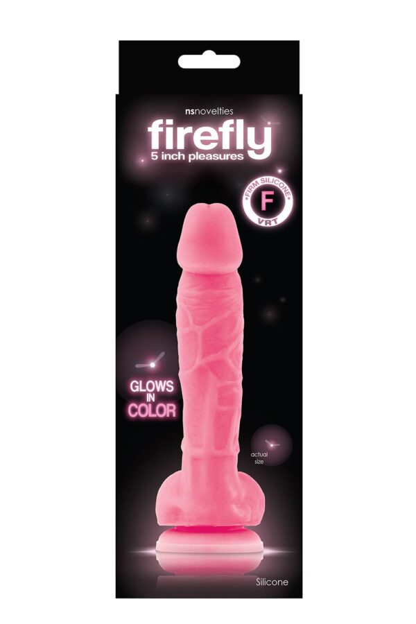 Фалоімітатор рожевий firefly 5", що світиться glowing dildo pink - Зображення 2