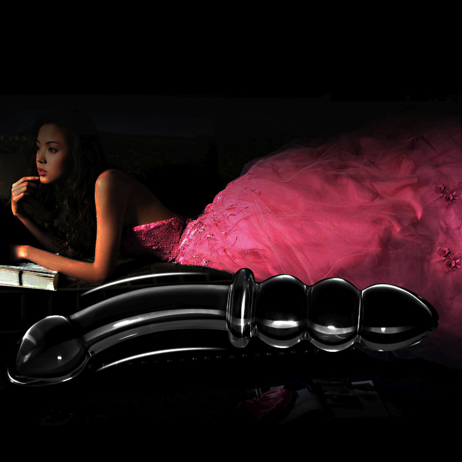 Фалоімітатор скляний 7" glass romance чорний - Зображення 2