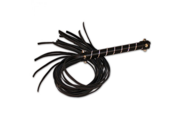 Флогер ds fetish bling flogger with glass diampnd black - Зображення 3