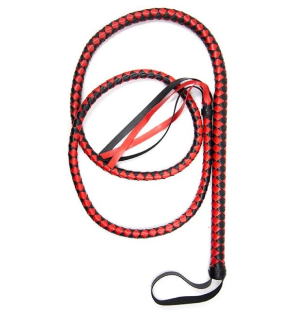 Батіг довгий ds fetish whip long stripe red/black