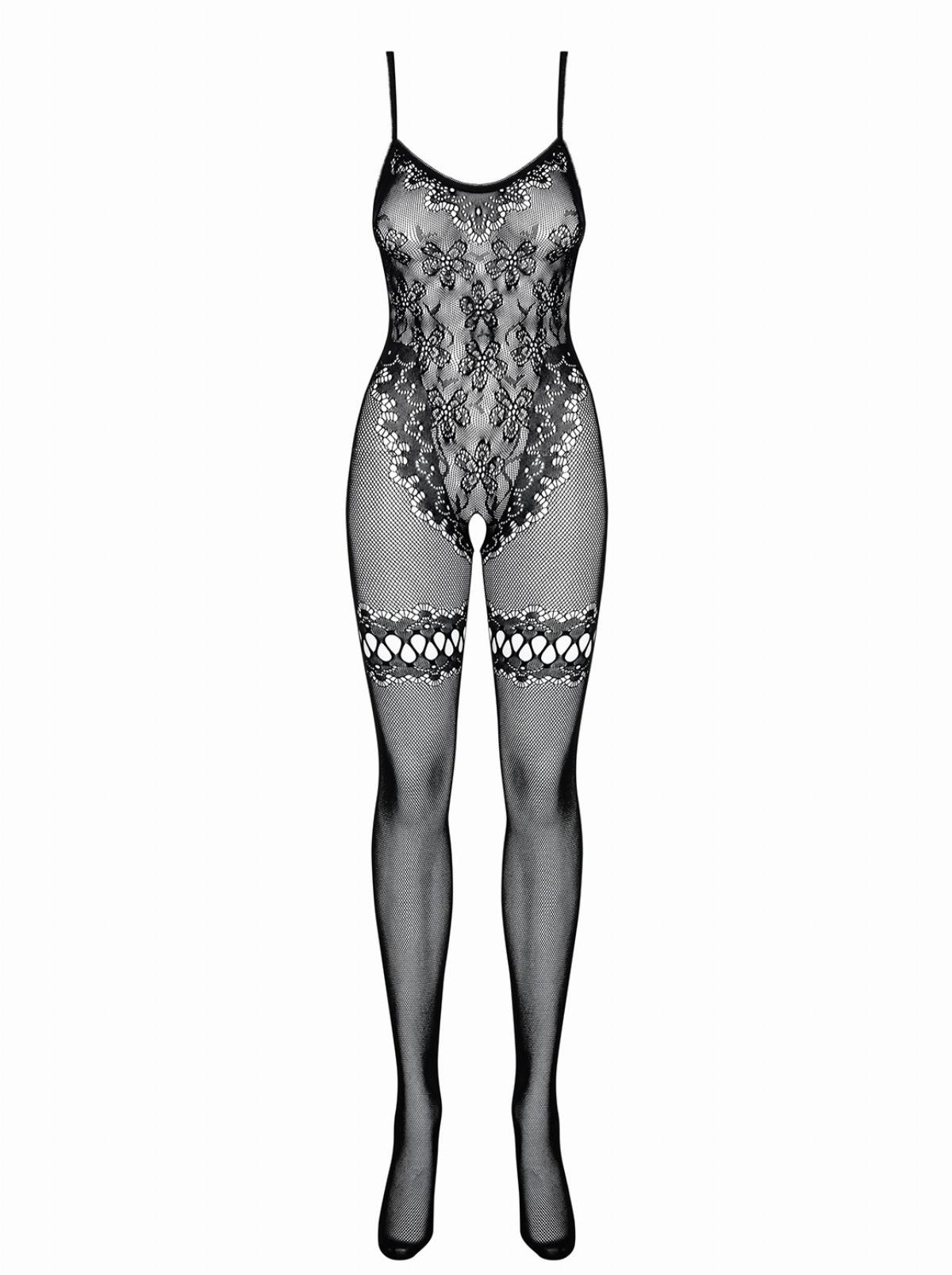 Комбінезон із квітковим мотивом obsessive f213 та відкритим доступом, чорний, xl/Xxl чорний - Зображення 5