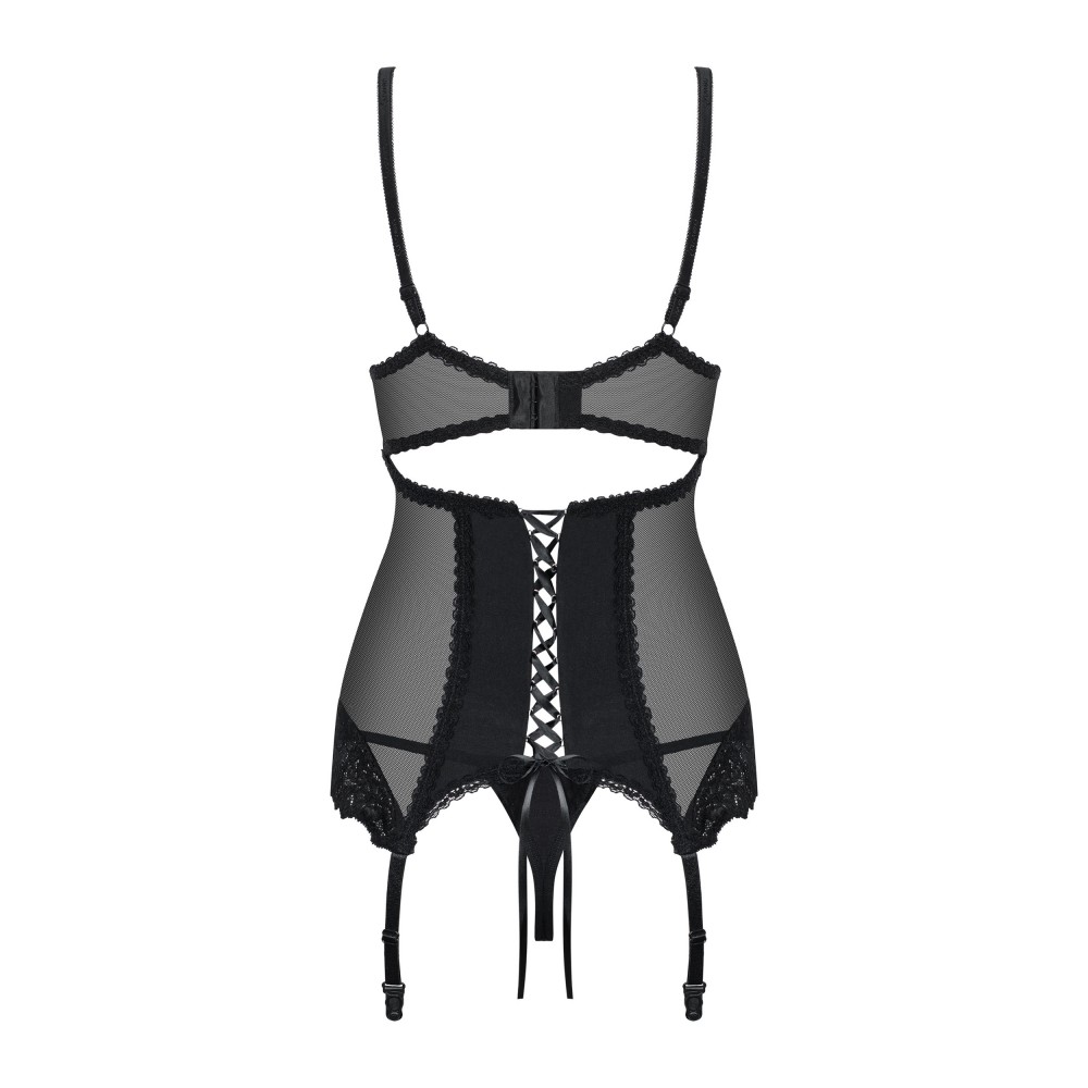 Комплект obsessive amallie корсет та стрінги s/M - Зображення 6