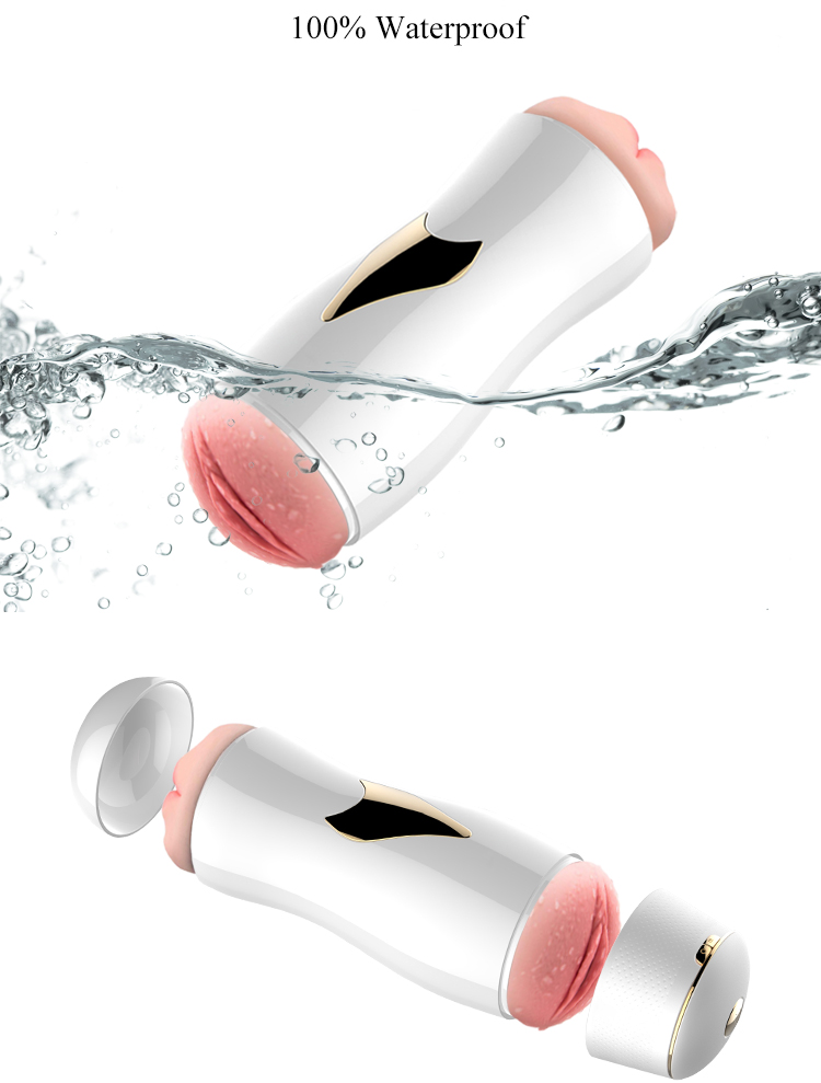 Мастурбатор у колбі двосторонній з вібрацією-white - Зображення 9