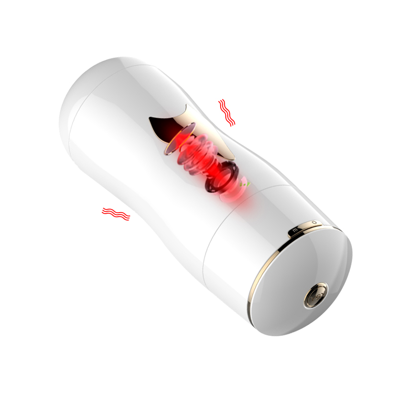 Мастурбатор у колбі двосторонній з вібрацією-white - Зображення 2