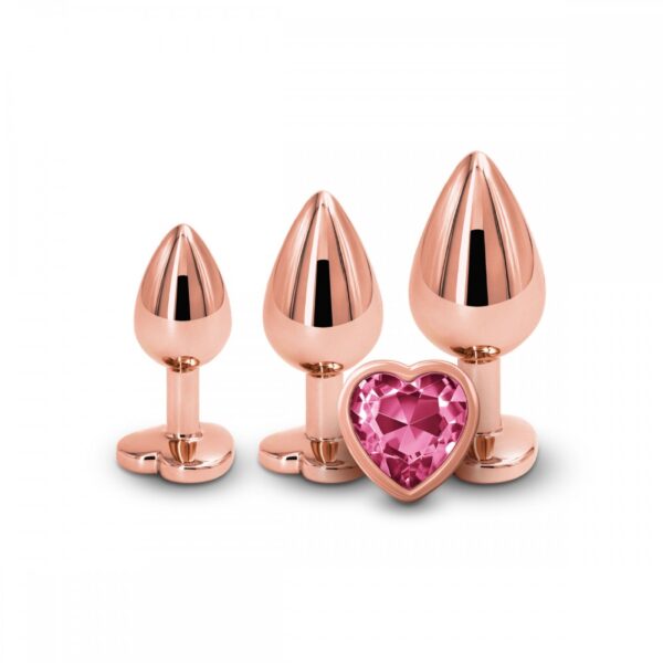 Набір анальних пробок з каменем rear assets trainer kit heart pink