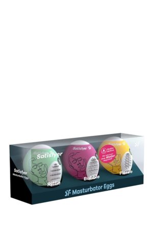 Набір мастурбаторов satisfyer masturbator egg 3er set riffle,bubble,fierce