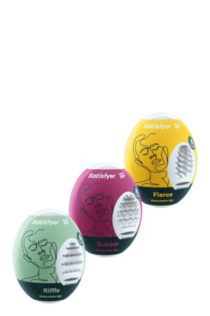 Набір мастурбаторов satisfyer masturbator egg 3er set riffle,bubble,fierce