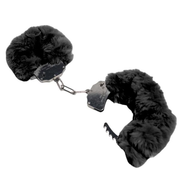 Наручники ds fetish plush handcuffs, метал із хутром, чорні - Зображення 2