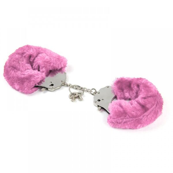 Наручники металеві roomfun з товстим рожевим хутром furry cuffs - Зображення 3