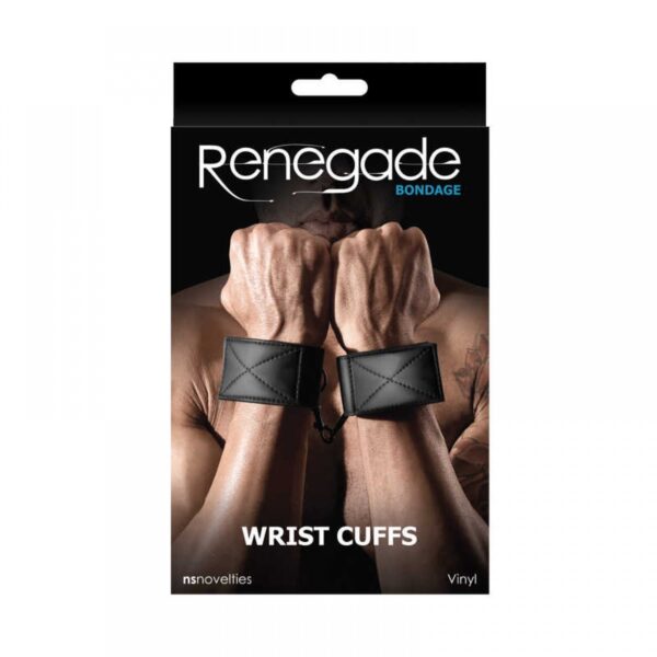 Наручники на зап'ястя, чорні renegade bondage wrist cuffs black - Зображення 2