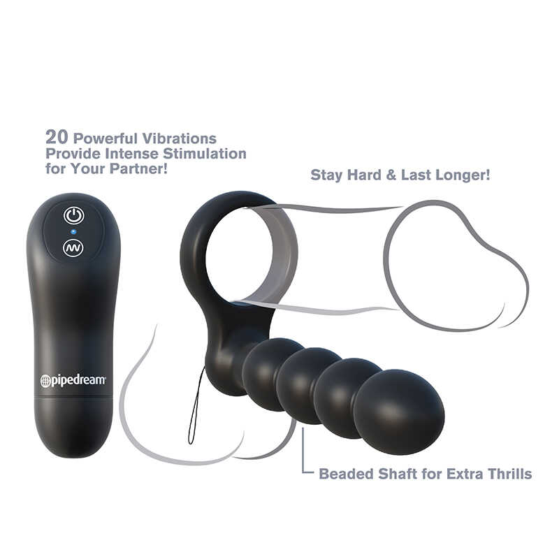 Насадка для подвійного проникнення pipedream c-ringz remote control double penetrator dildo, black - Зображення 7