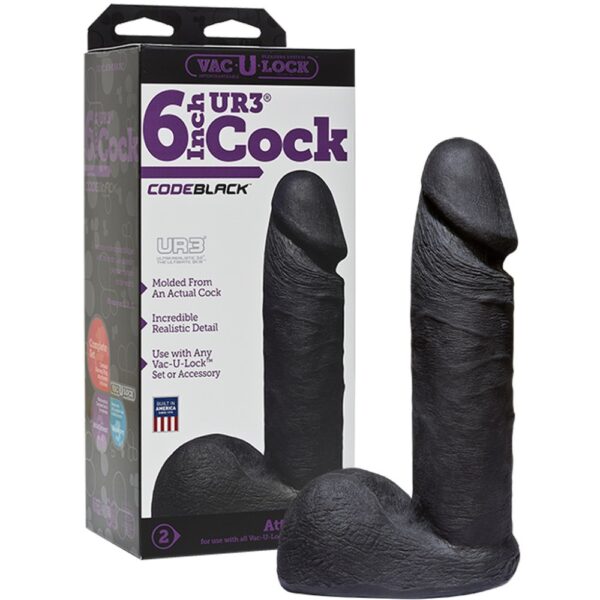 Насадка на страпон (фалоімітатор), 6 vac-u-lock codeblack - Зображення 2