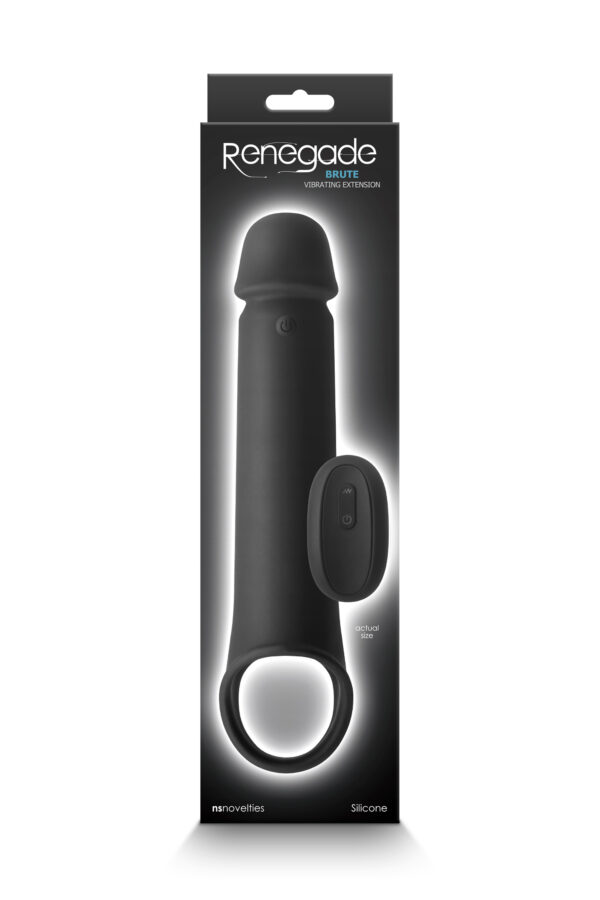 Насадка з додатковим вбудованим вібратором на кінчику renegade brute black - Зображення 5