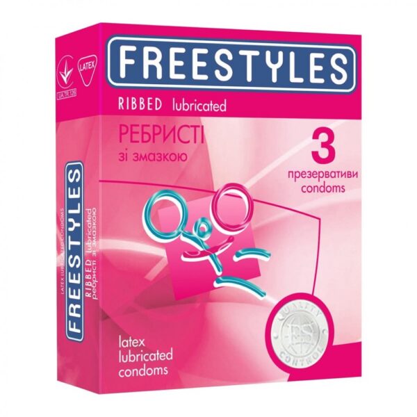 Презервативи ребристі латекс 0.06 мм 3шт, freestyles зі змащенням