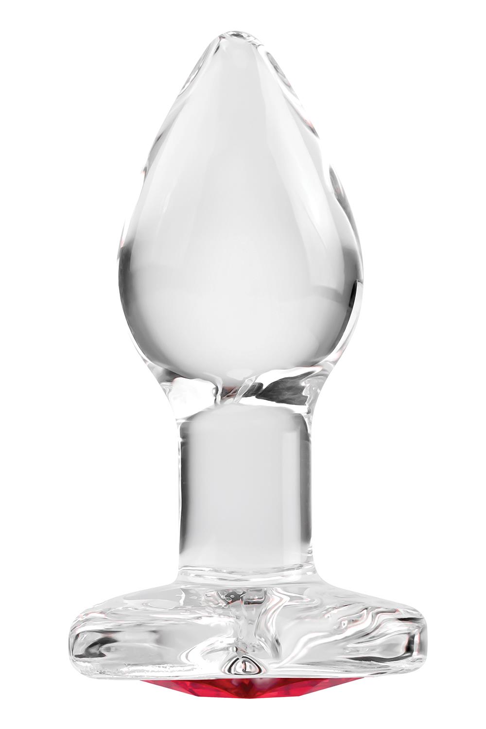 Скляний анальний затор adam et eve red heart gem glass plug small