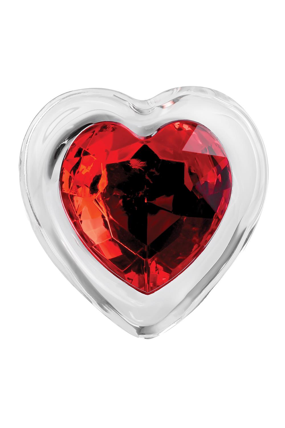 Скляний анальний затор adam et eve red heart gem glass plug small - Зображення 9