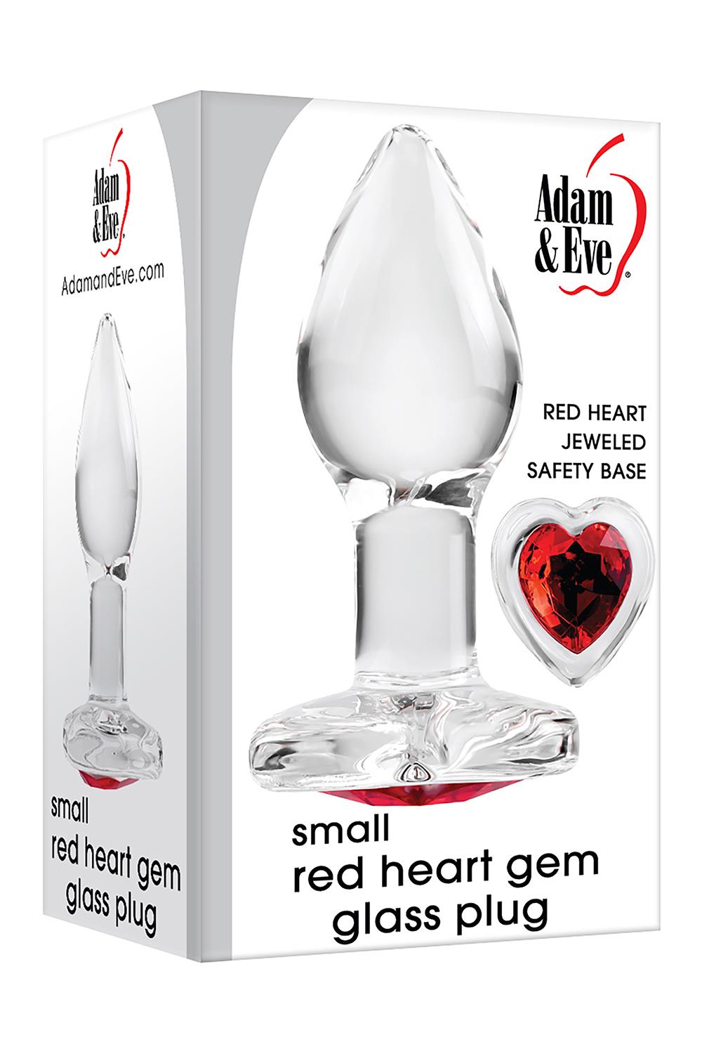 Скляний анальний затор adam et eve red heart gem glass plug small - Зображення 2
