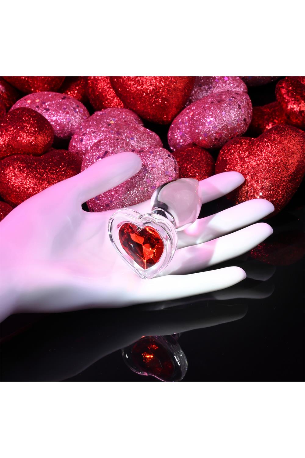 Скляний анальний затор adam et eve red heart gem glass plug small - Зображення 4