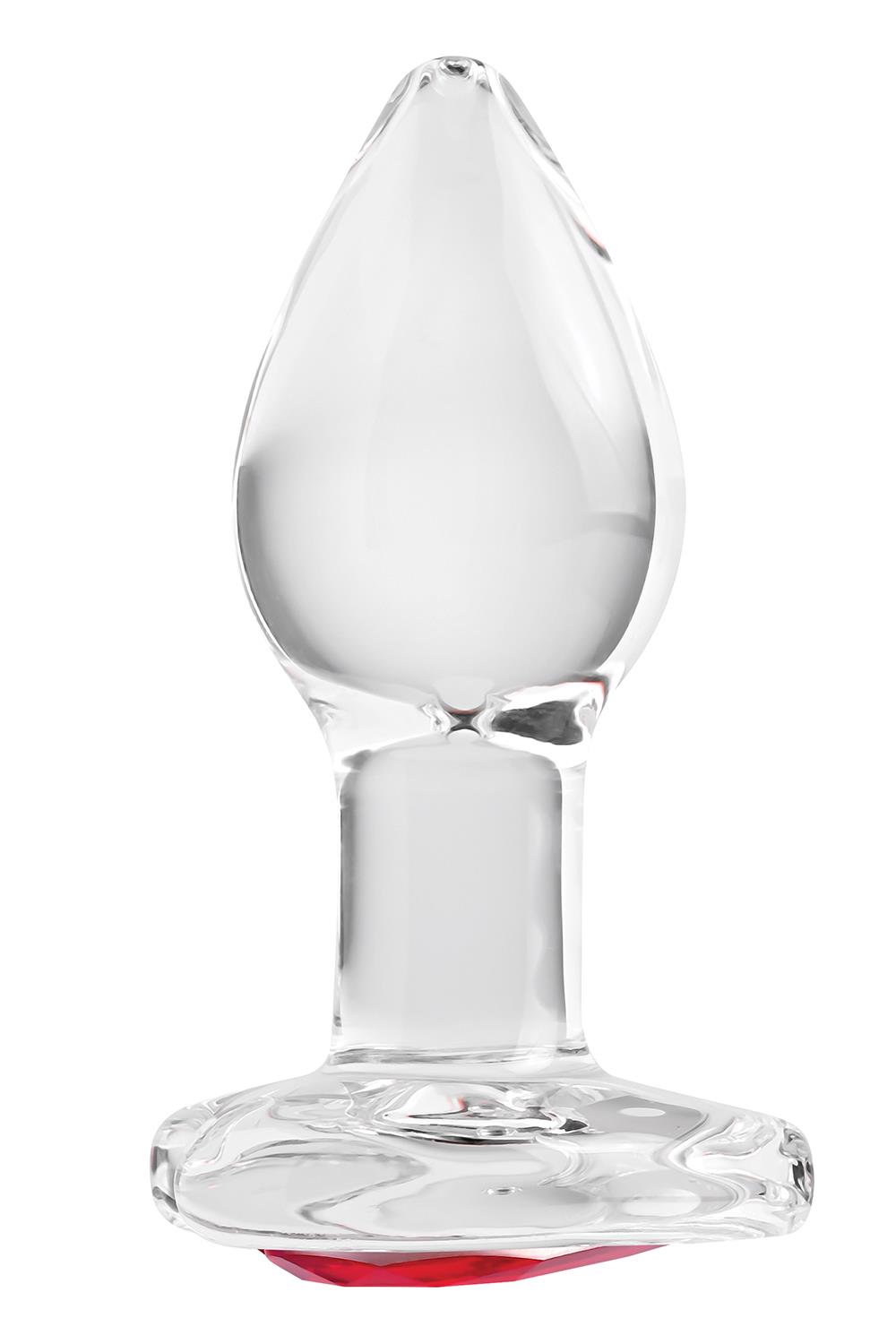 Скляний анальний затор adam et eve red heart gem glass plug small - Зображення 11