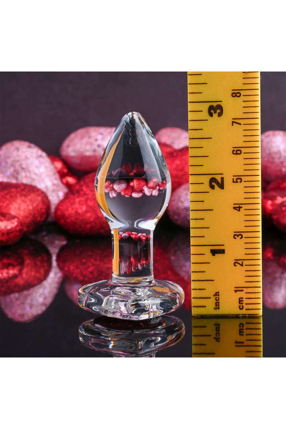 Скляний анальний затор adam et eve red heart gem glass plug small - Зображення 3