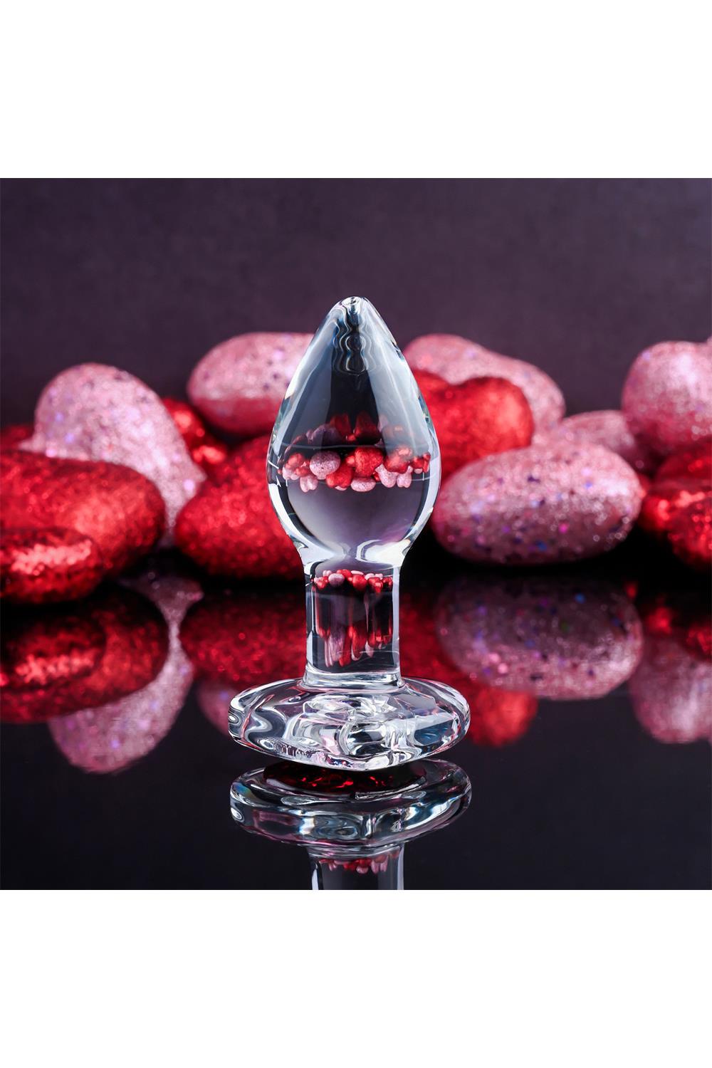Скляний анальний затор adam et eve red heart gem glass plug small - Зображення 7