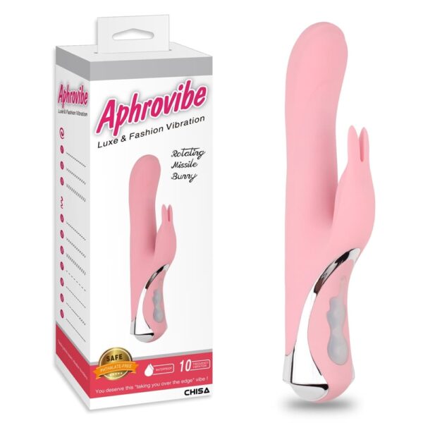 Вібратор кролик chisa aphrovibe rotating missile bunny, рожевий