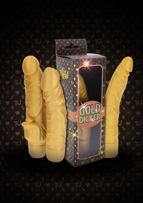 Вібратор реалістичний gold dicker, золотистий - Зображення 9
