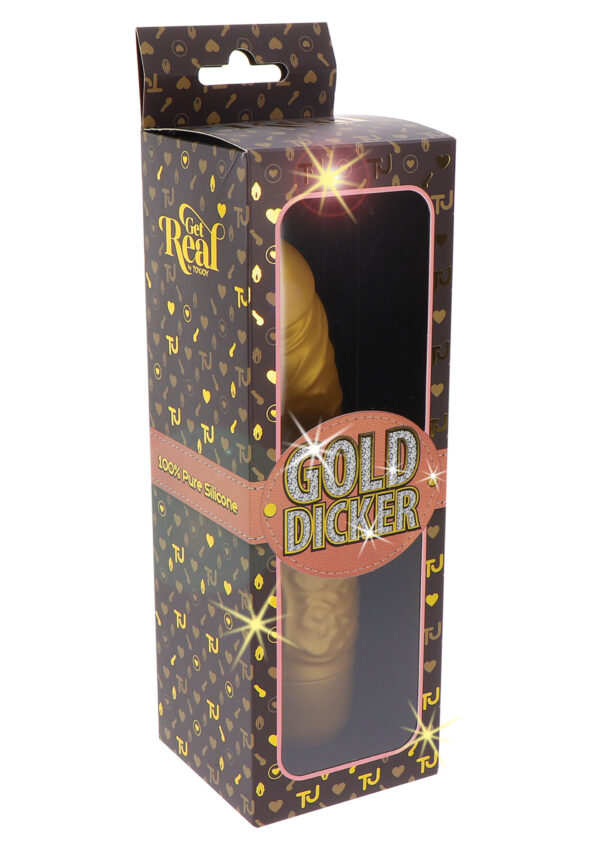 Вібратор реалістичний gold dicker, золотистий - Зображення 2